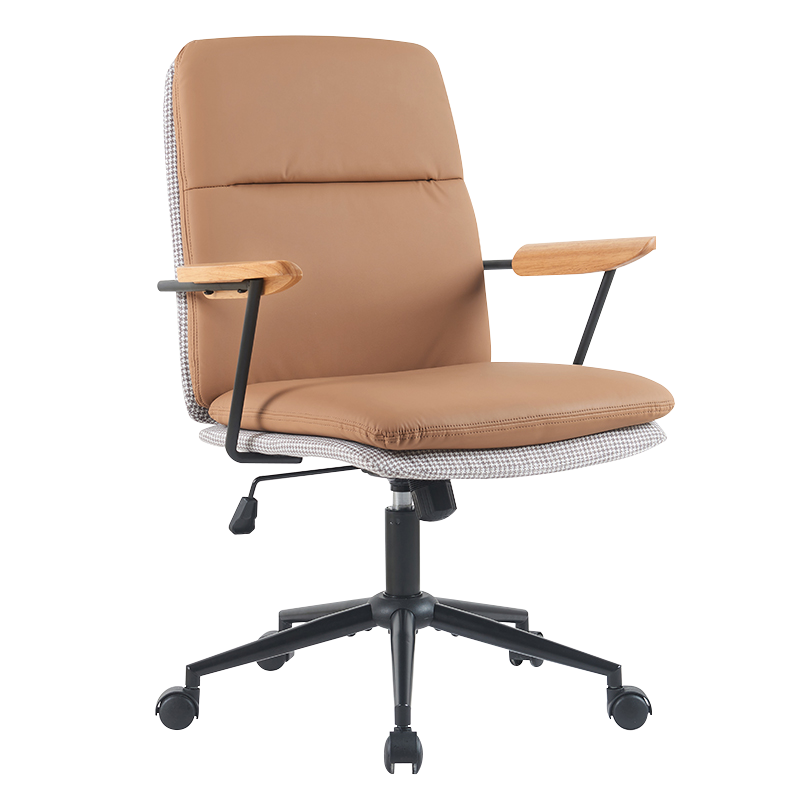 Zemljano žuta drvena stolica s dvostrukim jastukom i naslonom za ruke (X-5135)