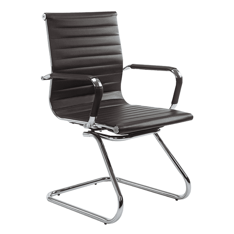 Smeđa moderna kožna konferencijska stolica srednjeg naslona (Y-1846C)