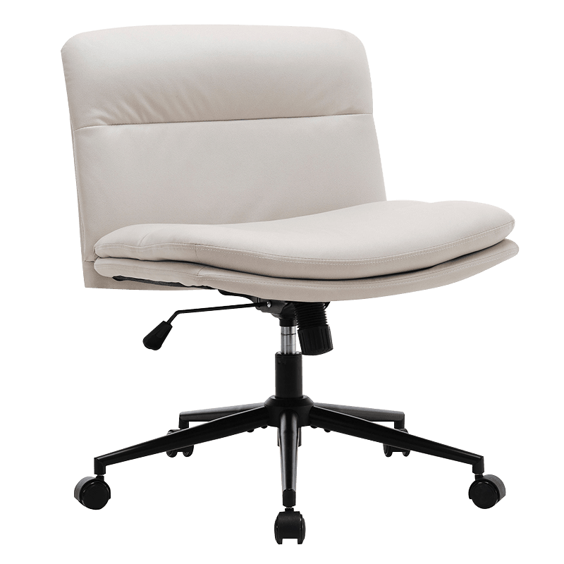 Bijela široka stolica za kućni ured bez ruku s prekriženim nogama (Y-C56)