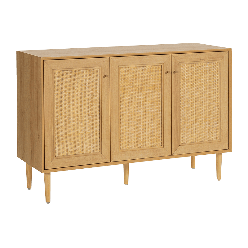 Wood Color Wood Rattan Three Doors Kitchen Storage Cabinet(Y-C42)