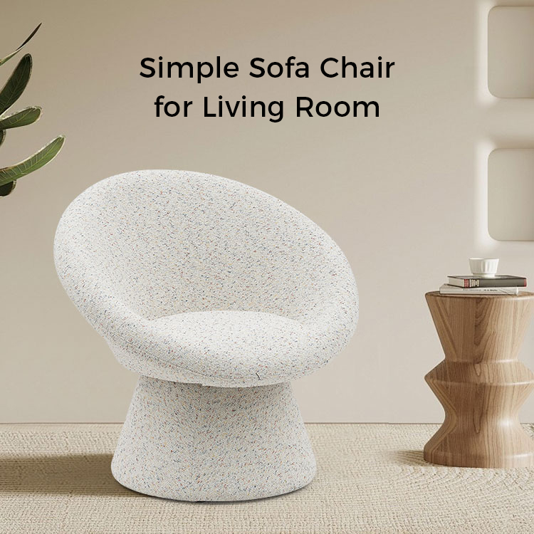 Nordijska bijela tkanina Lazy okruglog oblika Stolica za dnevnu sobu Jednosjed Sofa Akcent Lounge Fotelja s naslonom (GY-645)