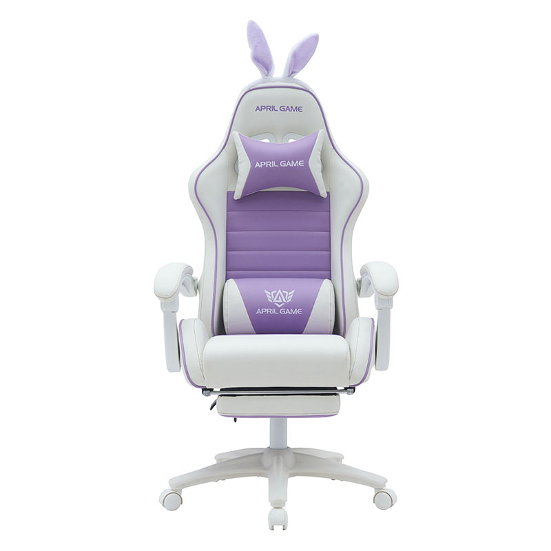 Okretna PVC PU udobna ležeća slatka bijela ljubičasta stolica za djevojčice Silla Gamer for Racing od sintetičke kože (T-7114B)