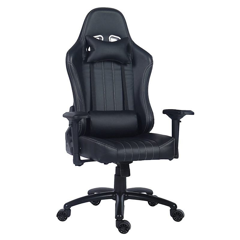 Crna PU stolica za igre s visokim naslonom 4D s naslonom za ruke Racing King (Y-2546)